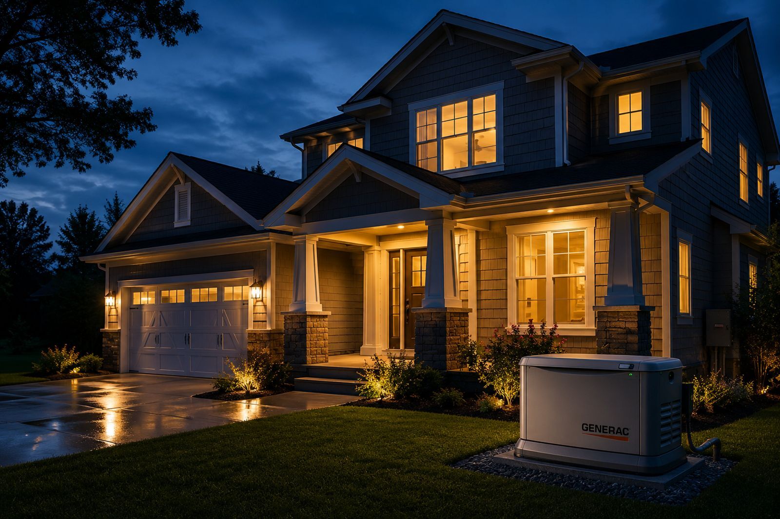 Technician repairing a standby generator